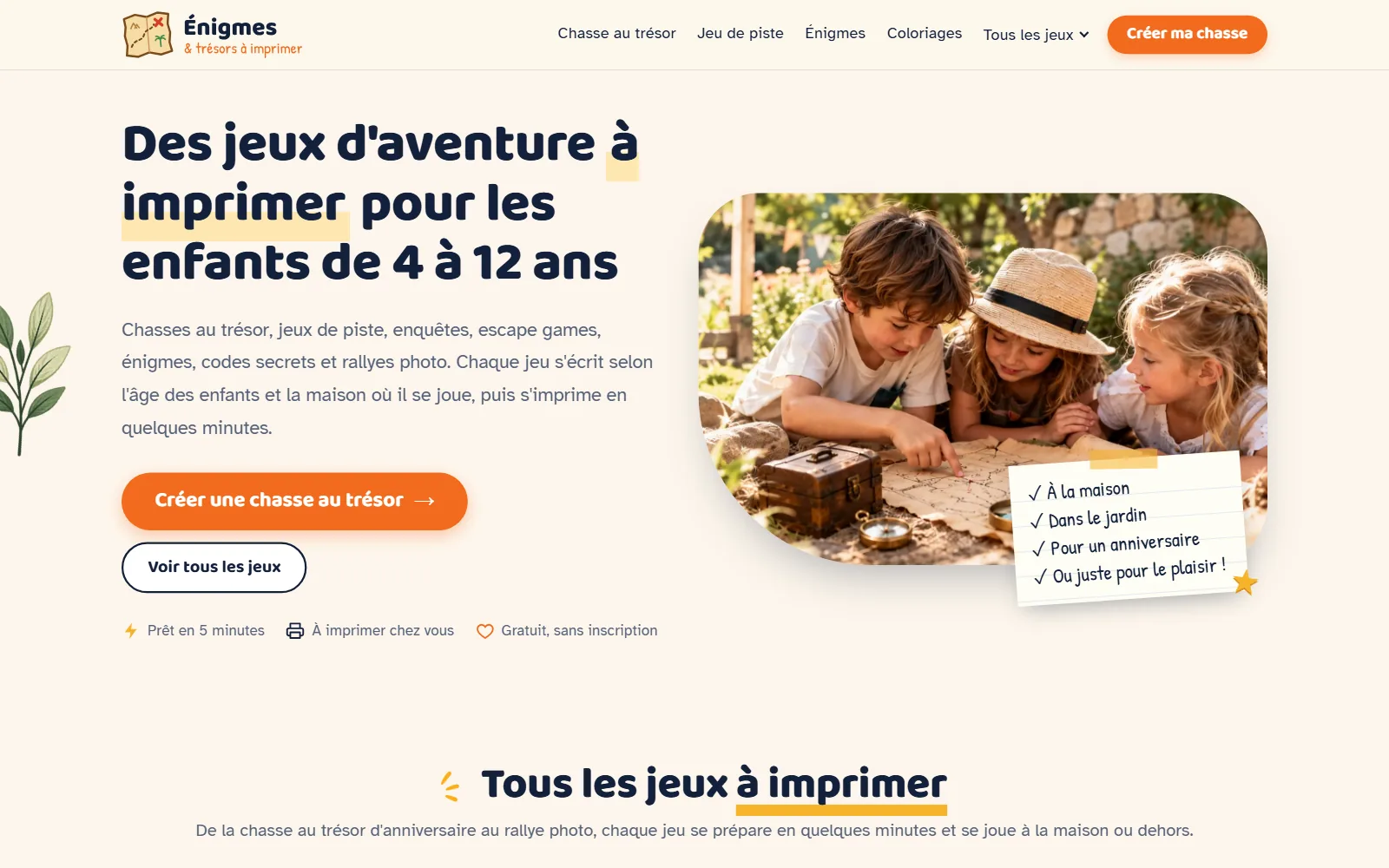 Énigmes & Trésors, jeux d'aventure à imprimer pour les enfants