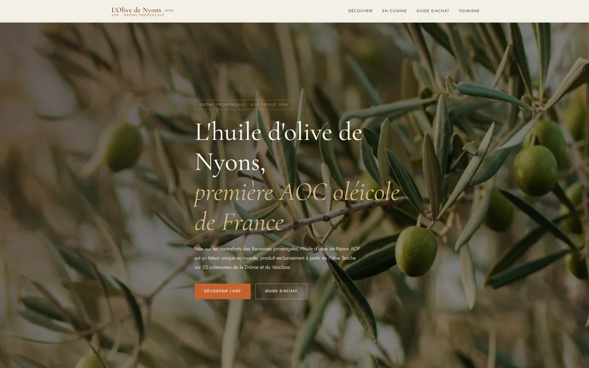 Olive de Nyons, huile d'olive AOP et terroir