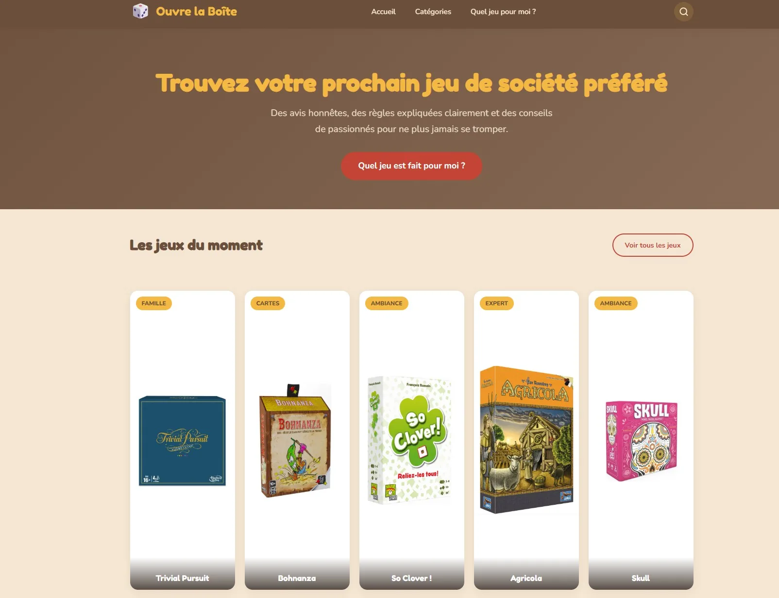 Ouvre la Boîte, tests de jeux de société